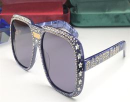 Wholedesigner 0427 Lunettes de soleil pour les femmes avec des conceptions de pierres de diamant 0427 Lunerie carrée des lunettes de qualité supérieure UV400 Prote6567507
