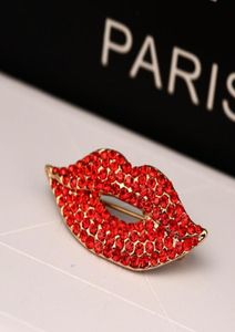 WholeFashion Brand Sjalf Clips Buckle Rhinestone Corsage Sexy Red Lips broche voor vrouwen bruiloftsfeest sieraden accessoires9987300