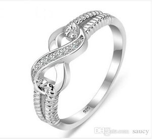 WholeGenuine 925 Sterling Silver Jewelry Designer Brand Brand Fo Women Wedding Lady Infinity 35 Ring Size9346585