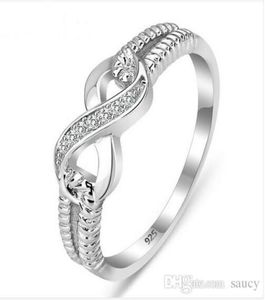 WholeGenuine 925 Sterling Silver Jewelry Designer Brand Brand Fo Women Wedding Lady Infinity 35 Ring Size3762720
