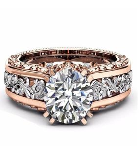 Bijoux de luxe rempli entier rempli 14kt Whiterose Gold Round Cut Big Multi Color Topaz CZ Diamond Pave Femme Women Wedding Band8514632