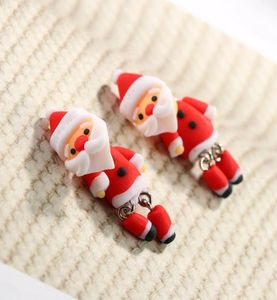Holehandmade Polymer Clay Lovely Christmas Santa Claus Stud Earring For Women Girl oorbellen Sieraden NE8472624218