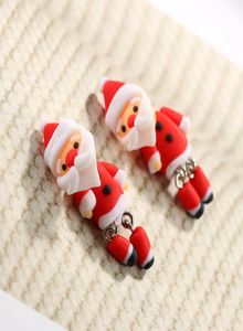 Holehandmade Polymer Clay Lovely Christmas Santa Claus Stud Earring For Women Girl oorbellen Sieraden NE8474556075