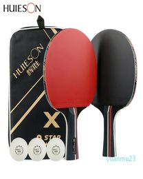 WholeHuieson 2 Stuks Verbeterde 5 Ster Carbon Tafeltennis Racket Set Lichtgewicht Krachtige Ping Pong Paddle Bat met Goede Controle 9359302