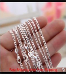 Wholel 10pcslot 925 Silver Curb 2 mm Femme Lady Collier Chaînes Bijoux 1630quot Bulk Kajxn 1AE7H2076371