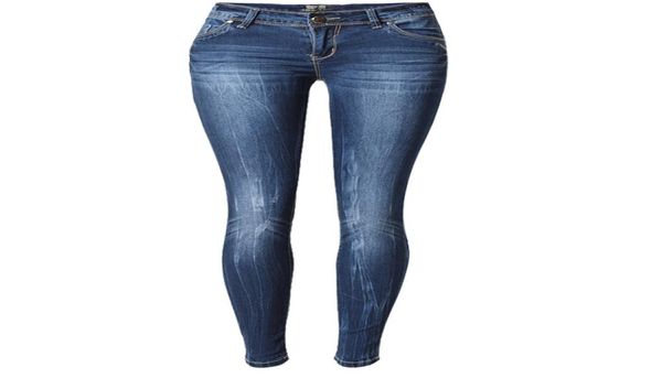 WholeLow taille bleu jean moulant femmes mode lavé blanchi rayé jean Femme grande taille Push Up Vintage mince coton Tr7442449