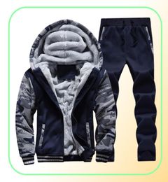Wholemen sweatshirts pakken winter warme sport tracksuit mode hoodies casual heren sets kleding cool track suit d624284031