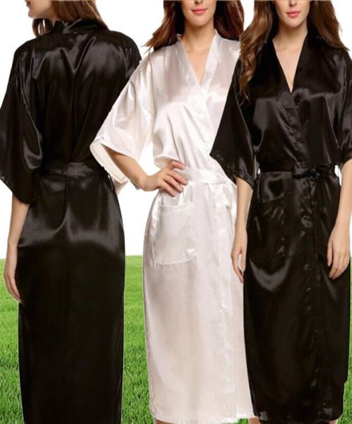 Wholemens Womens Plus taille longue salle de bain satin robe sexy kimono silk peignoir hommes peignoir homme robe de chambre pour hommes Rob3033041