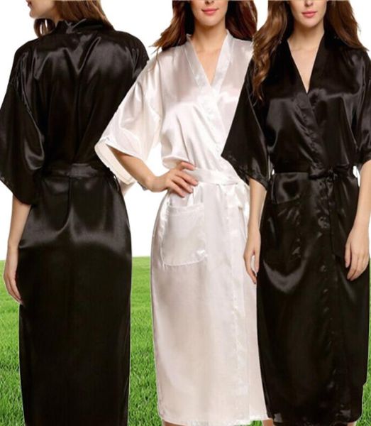 Wholemens Womens Plus taille longue salle de bain satin robe sexy kimono silk peignoir hommes peignoir homme robe de chambre pour hommes Rob6615147