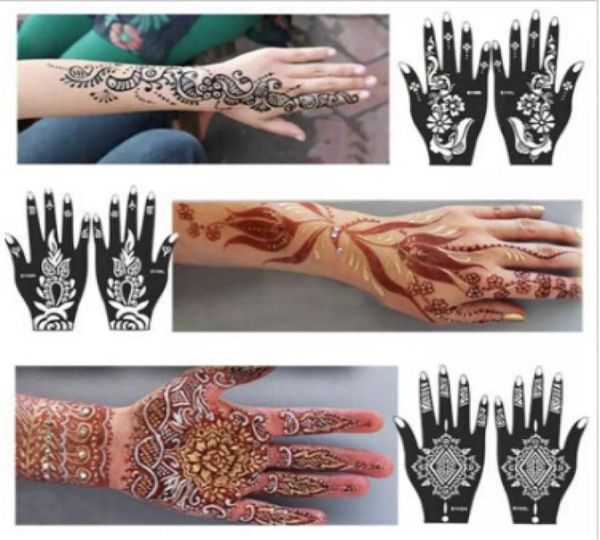 WholeNew 1 pièces pochoirs de tatouage temporaire au henné indien pour main jambe bras pieds modèle d'art corporel autocollant corporel pour mariage NB137 6068597