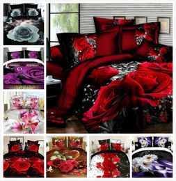 Wholenew 2017 Bedebloemen 3D dekbedoverdeksel 4 stcs beddengoed set queen size dekter deksel set1 pc's bedblad1pcs dekbed co3538305