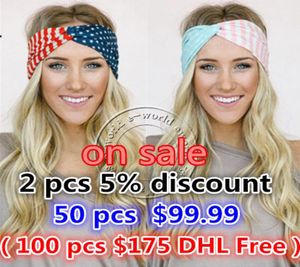 Wholenew American Flag Bandband 4 juillet USA Turban Stretch Bands Bandana Turbante Hair Accessories A03949659438