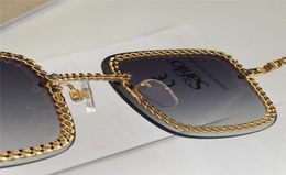 Wholenew modeontwerper zonnebril ketting vierkant frameless verbindende lenzen UV400 bescherming brillen populair verkopen sungla5210829