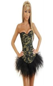 Wholenew mode dames taille training korset leger groene camouflage print overbust gothic corset top sexy lingerie bustier bod1461336