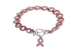 Wholenew Pink Ribbon Cáncer de mama Concienciamiento de la vigilia de la visera Bracelets brazaletes de la aleación de la aleación de la aleación de la cinta de la cinta de la altura de la cinta de la altura 4282789