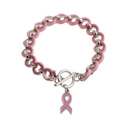 Wholenew roze lint borstkanker bewustwording wake vizier bedel armbanden armbanden armbanden roze legering liefde lint chenille geweven brace1753489