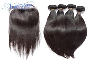 Wholenew star cheveux brésiliens vierges cheveux avec fermeture brésilienne droite 4 paquets avec 1 partie excellente dentelle droite c7234671
