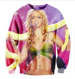 Womensmensmensmens de Fashion Britney avec Snake Funny 3D Print Sweatshirt décontracté QQ0347430647