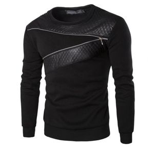 WholePlus taille en cuir Patchwork sweat à capuche pour homme fermeture éclair décoration à manches longues sweat hauts Men039s loisirs à capuche vêtements 3307133