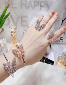 Wholerings Luxury Designer sieraden vrouwen ringen met glanzende zirkonium instelling Fashion Butterfly Gold Gold Ring Jewelry NE1053269R4117931