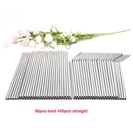 En gros 100pcs / lot pailles en métal réutilisables de haute qualité 304 tube à boire en acier inoxydable 267mm 6mm E-co friendly Bent Straws279M