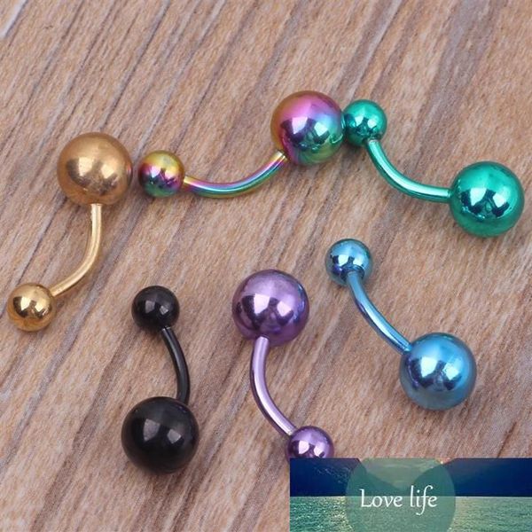 En gros 100 pièces lot mélange 7 couleurs en acier inoxydable plaqué titane corps piercing bijoux nombril barre nombril ring273d