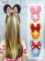 Ensembles 10pcs lot oreilles de souris Velvet Scrunchie Elastic Rubber Ties Girls Rope Ponytail Herband Band Cair Accessoires 2207088295219899904