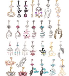 Ensemble 20pcs Mélange Style Boully Bouton Ring Corps Piercing Slever Navel Ring Beach Jewelry9318005