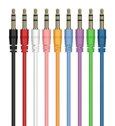 Wholes 300pcslot 1m câble AUX mâle à un câble audio masculin couleur Car Car 3 5 mm Jack Plug AUX Câble pour casque MP37518650