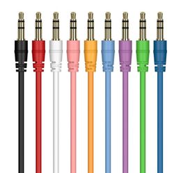GROTE 300 PCSLOT 1M aux kabel mannelijk naar mannelijke audiokabel kleur Car audio 3 mm jack plug aux kabel voor hoofdtelefoon mp39911405