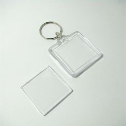 En gros pas cher blanc acrylique carré Po porte-clés insérer 1 5 '' 1 5 '' Po porte-clés 2000 pièces LOT Shipp282U