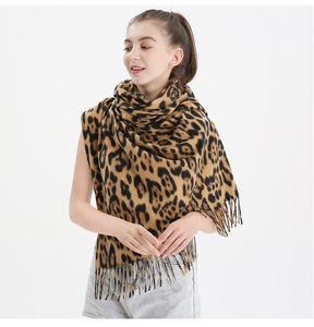 Winter verdikte luipaard print sjaal luipaard dot kwast wol reizen winddichte sjaal haren warme kasjmier sjaal vierkant gratis verzending