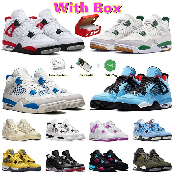 Air Jordan 4 Retro AJ4 x SB Travis Scott Zapatillas de baloncesto jumpman 4 4S SB Pine Green White Oreo Black Cat University Blue Pink seafoam Thunder