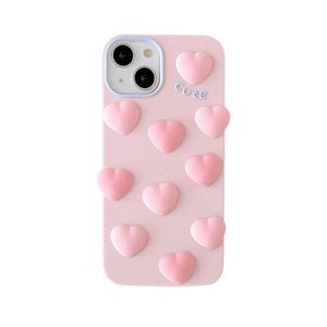 Atacado grátis DHL 3D lindo Love Heart Silicone Pink Case para iPhone 14 Pro Max 11 12 13 X XS Max XR 7 8 Plus Cute Cartoon Soft Back Cover