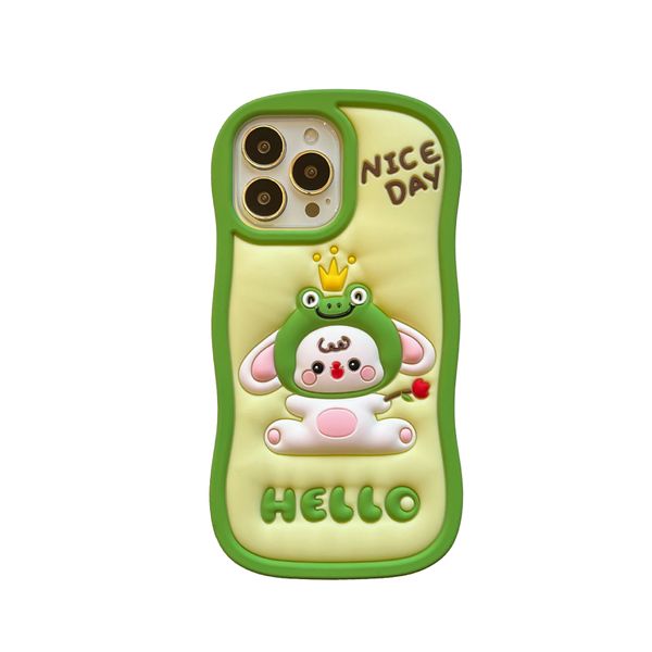 Venta al por mayor DHL Cute 3D Funny Kawaii Frog Hat Rabbit Funda de silicona suave para iPhone 14 13 11 12 Pro Max Fundas de goma TPU a prueba de golpes Fundas