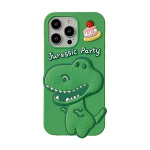 Vente en gros gratuit DHL Antichoc Téléphone Cas Pour iPhone 11 12 ProMax 13 14 14Pro Max 3D Dessin Animé Mignon Corée Gâteau Dinosaure Doux En Caoutchouc De Silicone TPU Couverture