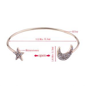 Designer de luxe en gros simple populaire belle mignonne étoile de lune diamant strass bracelet jonc réglable pour femme filles 4 pièces dans un ensemble