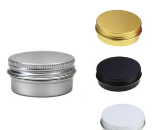 groothandel 1/2 oz aluminium tin potten schroefdop ronde opslag kan container cosmetische metalen blikken lege container 15 ml wit zwart goud ll