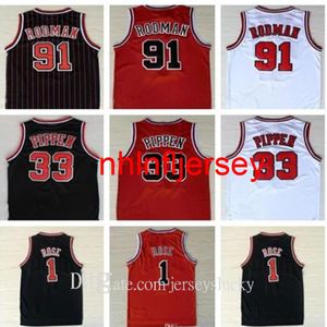 Vente en gros 1 Derrick Rose Respirant Sport 33 Scottie Pippen Jersey Pas Cher 91 Dennis Rodman Sportswear Jersey 100% Cousu Taille S-2XL