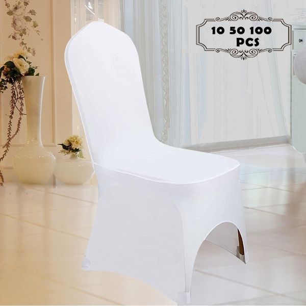 Venta al por mayor 10 50 100 unids Universal Poliéster Spandex Slipcover para bodas Hotel Decoración de fiesta al aire libre Banquete Silla Cubiertas 201119