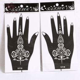 Groothandel-10 paar (20 stks) henna hand tattoo stencil, bloem glitter airbrush mehndi henna tattoo stencils sjablonen voor lichaamsverf 20 * 11cm