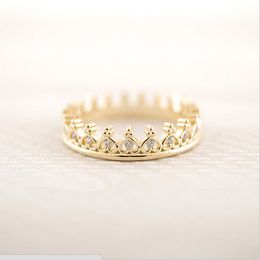 couleur nouvelle bande de mariage anneaux bijoux k-pop cz cz crown doigts anneaux en gros m￩lange
