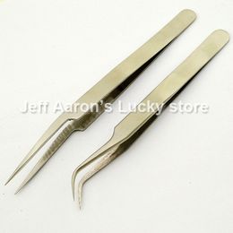 Groothandel 10 stks Hoge Kwaliteit Roestvrijstalen Nail Art False Wyelash Extension Tweezers Make-up Tools Wenkbrauw Gereedschap