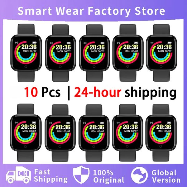 Al por mayor 10 PCS Y68 Smart Watch para Xiaomi Huawei Bracelet Men Women D20 Smartwatch Electronic Clock Fitness Monitor Cumpleaños