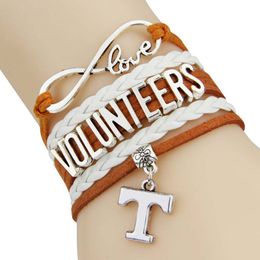 Vente en gros- (12 pièces / lot) Infinity Love NCAA Tennessee Volunteers Sports Team Bracelet Orange Blanc Bracelet de sport personnalisé Drop Shipping