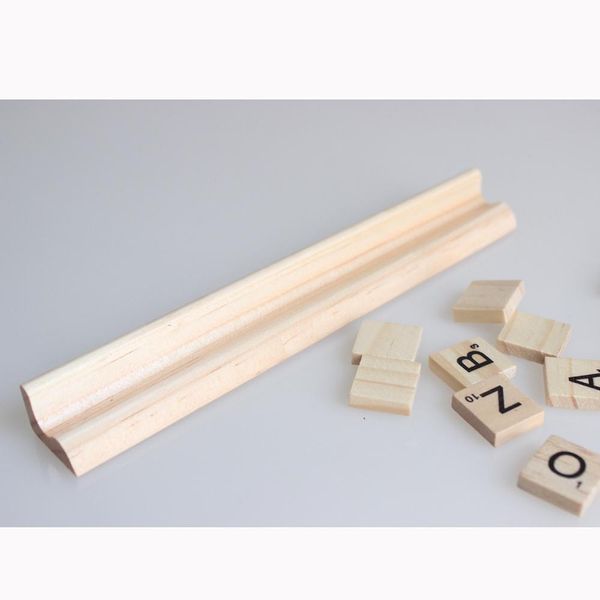 Venta al por mayor- 10 piezas * Reglas de soporte de letras de azulejos de Scrabble de madera (longitud) sin letras