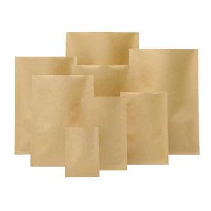 wholesale 10 Tamaño Papel Kraft Papel de aluminio Almacenamiento de alimentos Bolsas de embalaje Papel de aluminio Bolsas de vacío con tapa abierta Sellado térmico para café Té