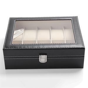 Vente en gros-10 fentes organisateur cas faux cuir support de stockage montre-bracelet boîte d'affichage
