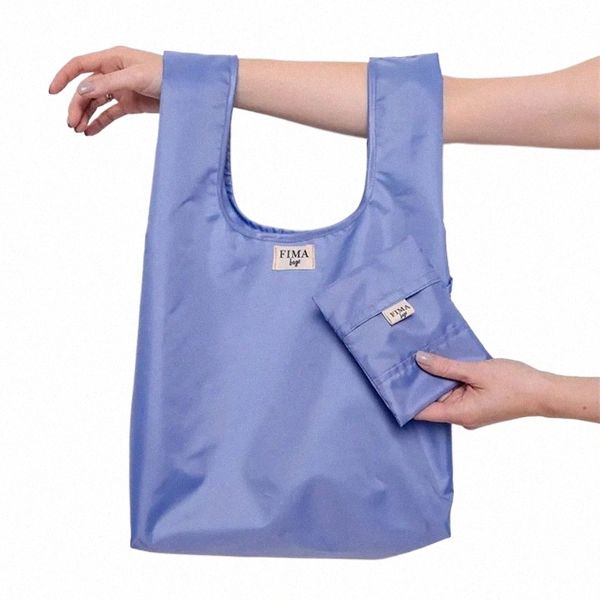 Vente en gros 100/250/500pcs / lot personnalisé Nyl pliable sac étanche épaule sac à main épicerie portable réutilisable magasin paquet c3UW #