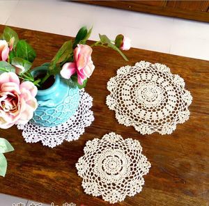 Groothandel - 100% katoen handgemaakte haak doily tafellaken, 6 ontwerpen op maat, bruiloft decoratie haak applique 30pcs / lot